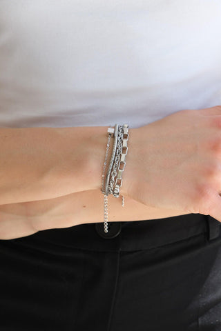 4 Chain Bracelets Silver