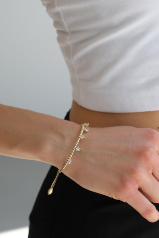 Star Charm Cuff Bracelet Light Yellow