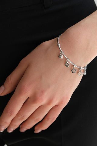 Tiny Charm Cuff Bracelet Silver