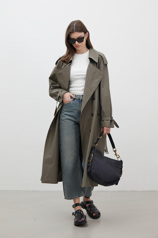 Gaby Faux Leather Detail Shoulder Bag Black