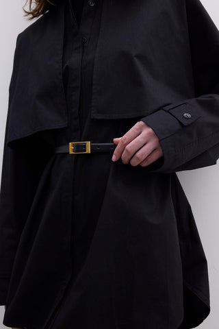 Metal Buckle Thin Belt Black