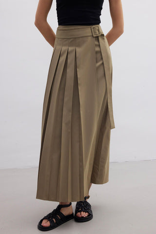 Pleated Wrap Skirt Green