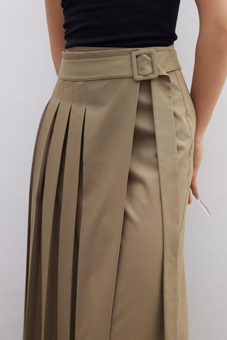 Pleated Wrap Skirt Green