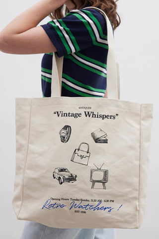 Baskılı Kanvas Çanta Vintage