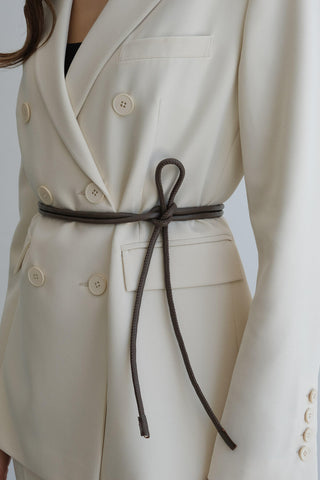 Circular Faux Leather Belt Dark Brown