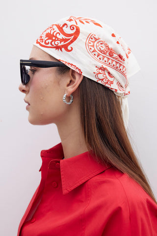 Patterned Cotton Scarf Red Paisley