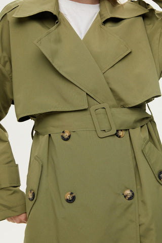 Double-Breasted Trench Coat With Buttons Khaki