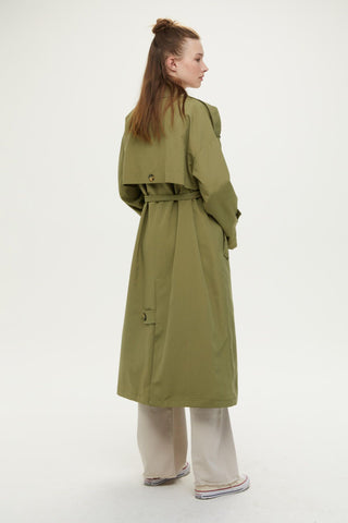 Double-Breasted Trench Coat With Buttons Khaki