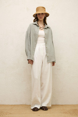 Linen Oversize Buttoned Shirt Mint