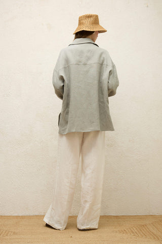 Linen Oversize Buttoned Shirt Mint