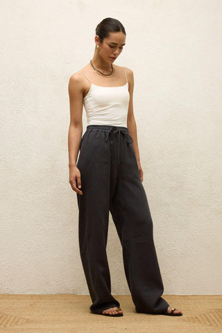 Relaxed Linen Pants With Pockets Anthracite