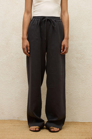 Relaxed Linen Pants With Pockets Anthracite