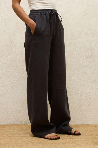 Relaxed Linen Pants With Pockets Anthracite