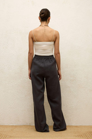 Relaxed Linen Pants With Pockets Anthracite