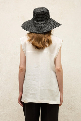 Sleeveless Linen Blouse Ecru