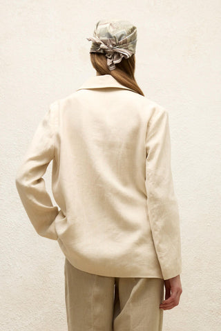 Linen Oversized Blazer Jacket Beige