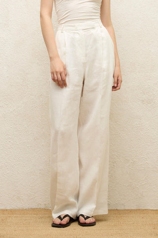 Linen Palazzo Trousers Ecru