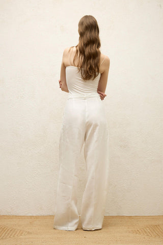 Linen Palazzo Trousers Ecru