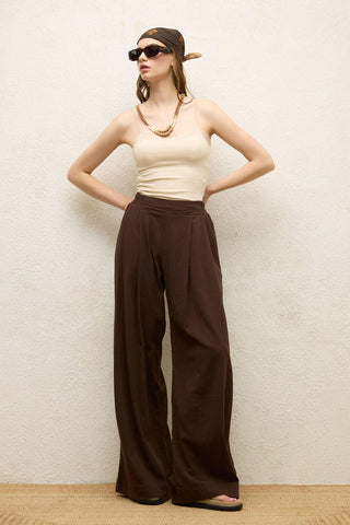 Cotton Palazzo Pants Brown