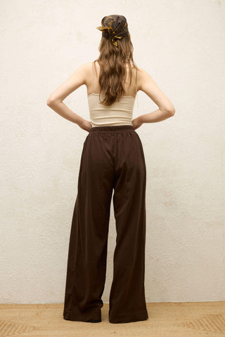 Cotton Palazzo Pants Brown