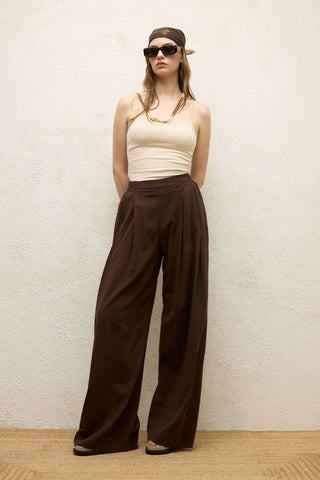 Cotton Palazzo Pants Brown