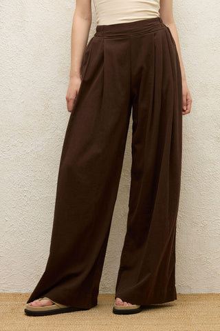 Cotton Palazzo Pants Brown