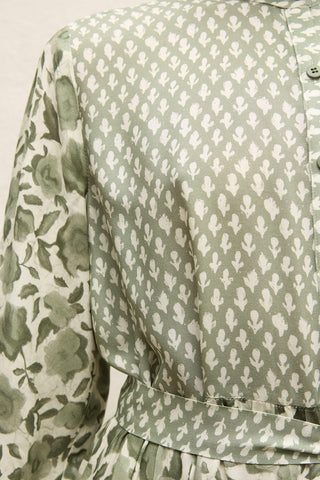 Layered Patterned Viscose Dress Green Simone