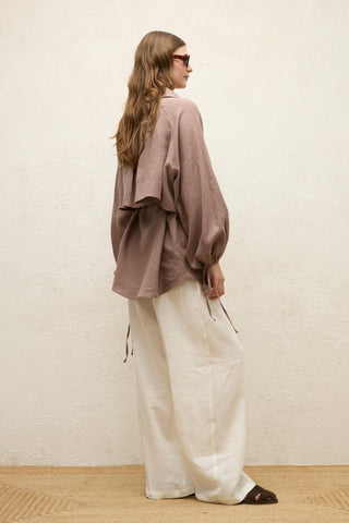 Linen Trench Shirt Dusty Rose