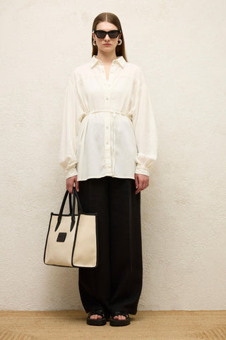 Cotton Balloon Sleeve Shirt Ecru