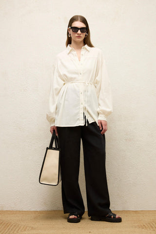 Cotton Balloon Sleeve Shirt Ecru