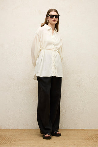 Cotton Balloon Sleeve Shirt Ecru