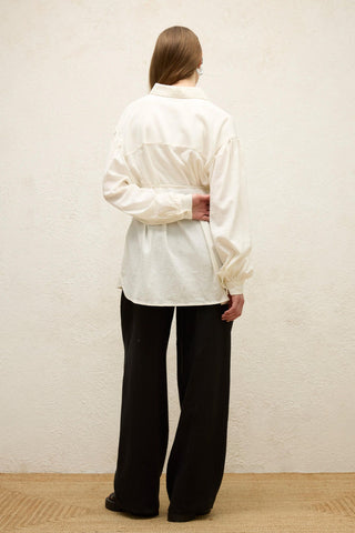 Cotton Balloon Sleeve Shirt Ecru