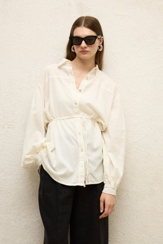 Cotton Balloon Sleeve Shirt Ecru