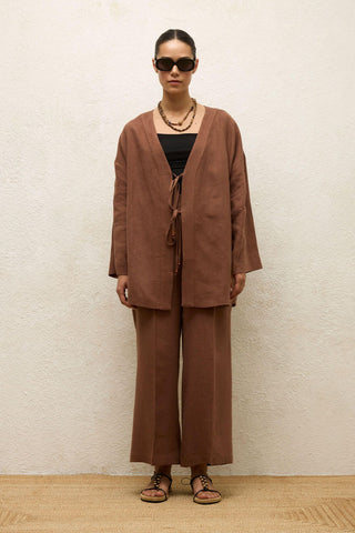 Linen Kimono Brown