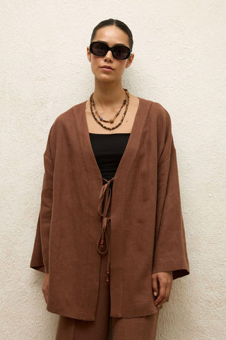 Linen Kimono Brown