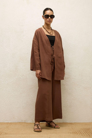 Linen Kimono Brown