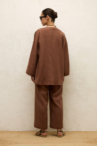 Linen Kimono Brown