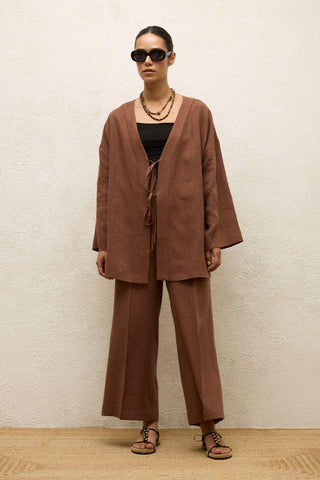 Linen Kimono Brown