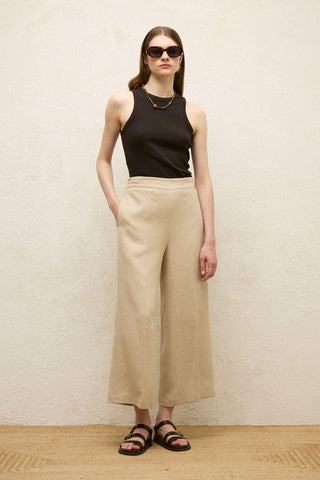 Straight Linen Trousers Natural