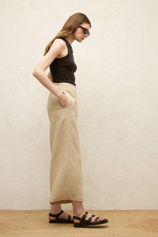 Straight Linen Trousers Natural