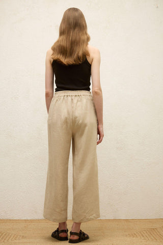 Straight Linen Trousers Natural