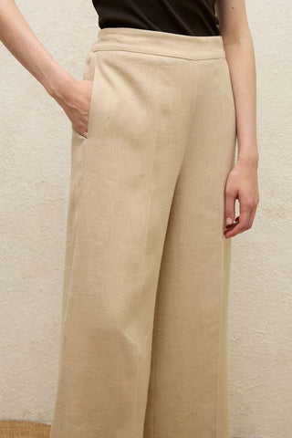 Straight Linen Trousers Natural