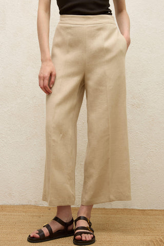 Düz Keten Pantolon Natural
