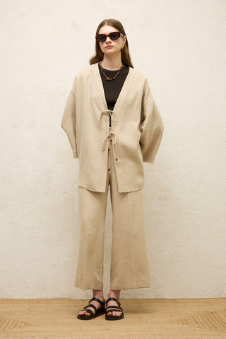 Straight Linen Trousers Natural