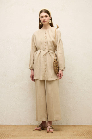 Linen Balloon Sleeve Shirt Natural