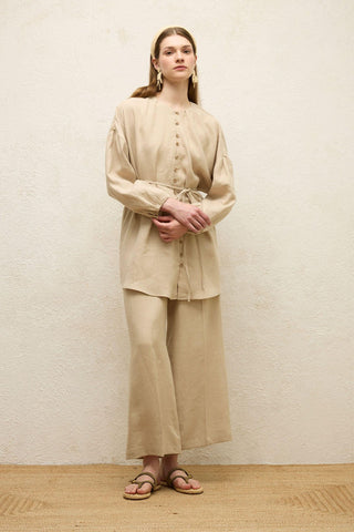 Linen Balloon Sleeve Shirt Natural