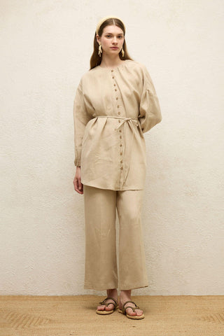 Linen Balloon Sleeve Shirt Natural