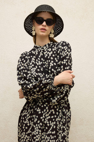 Viscose Balloon Sleeve Dress Chamomile