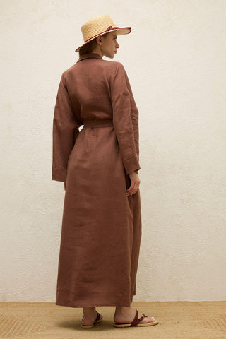 Linen Dress Bark Brown