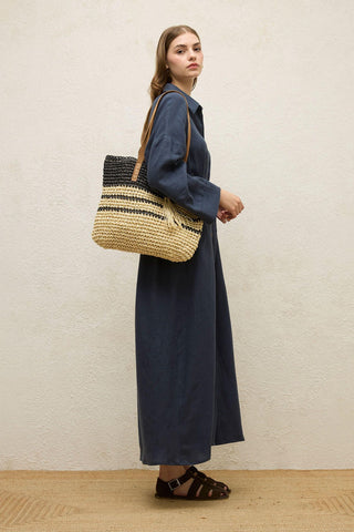 Linen Dress Navy Blue